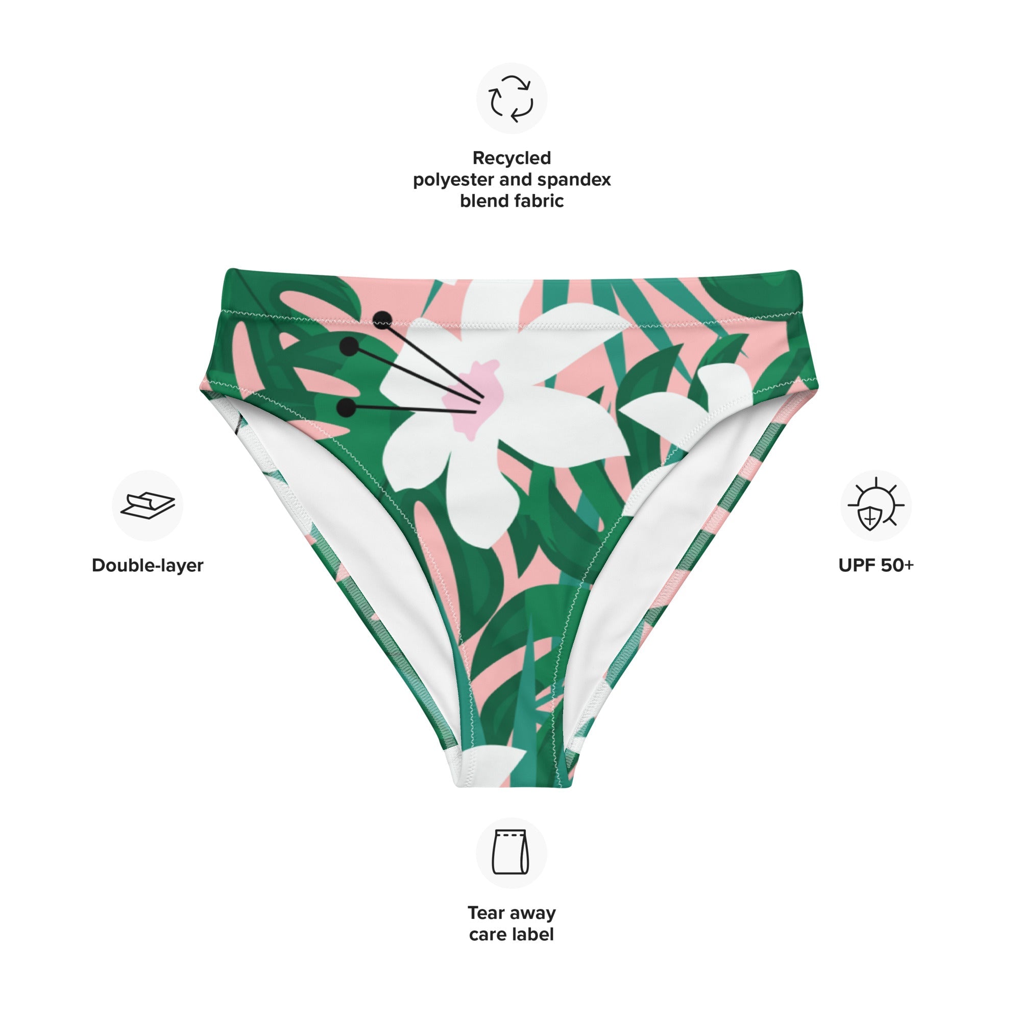Recycelte Allover High Waist Bikinihose Hawaii - earlyfish