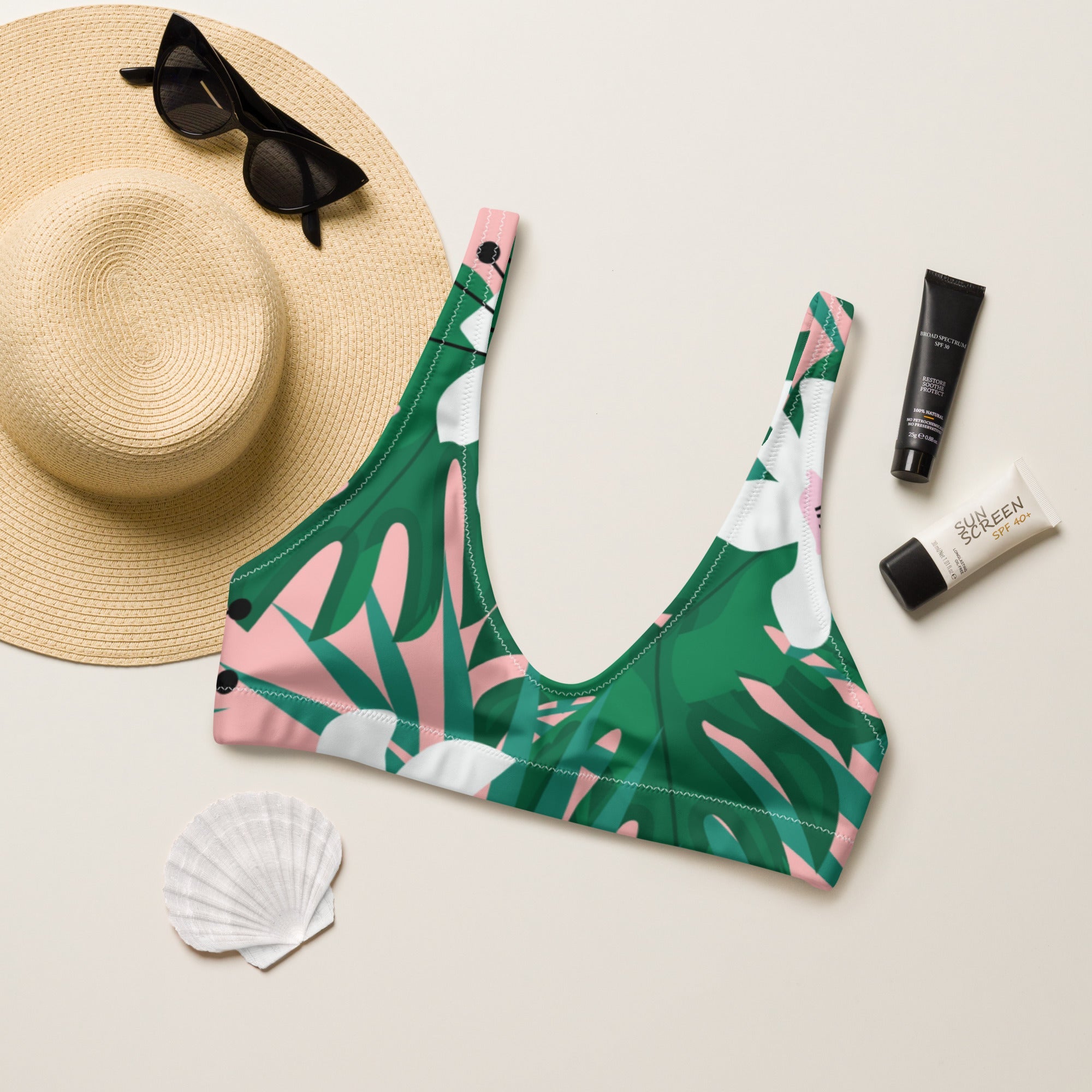Recyceltes, gepolsterstes Bikini-Oberteil Hawaii - earlyfish