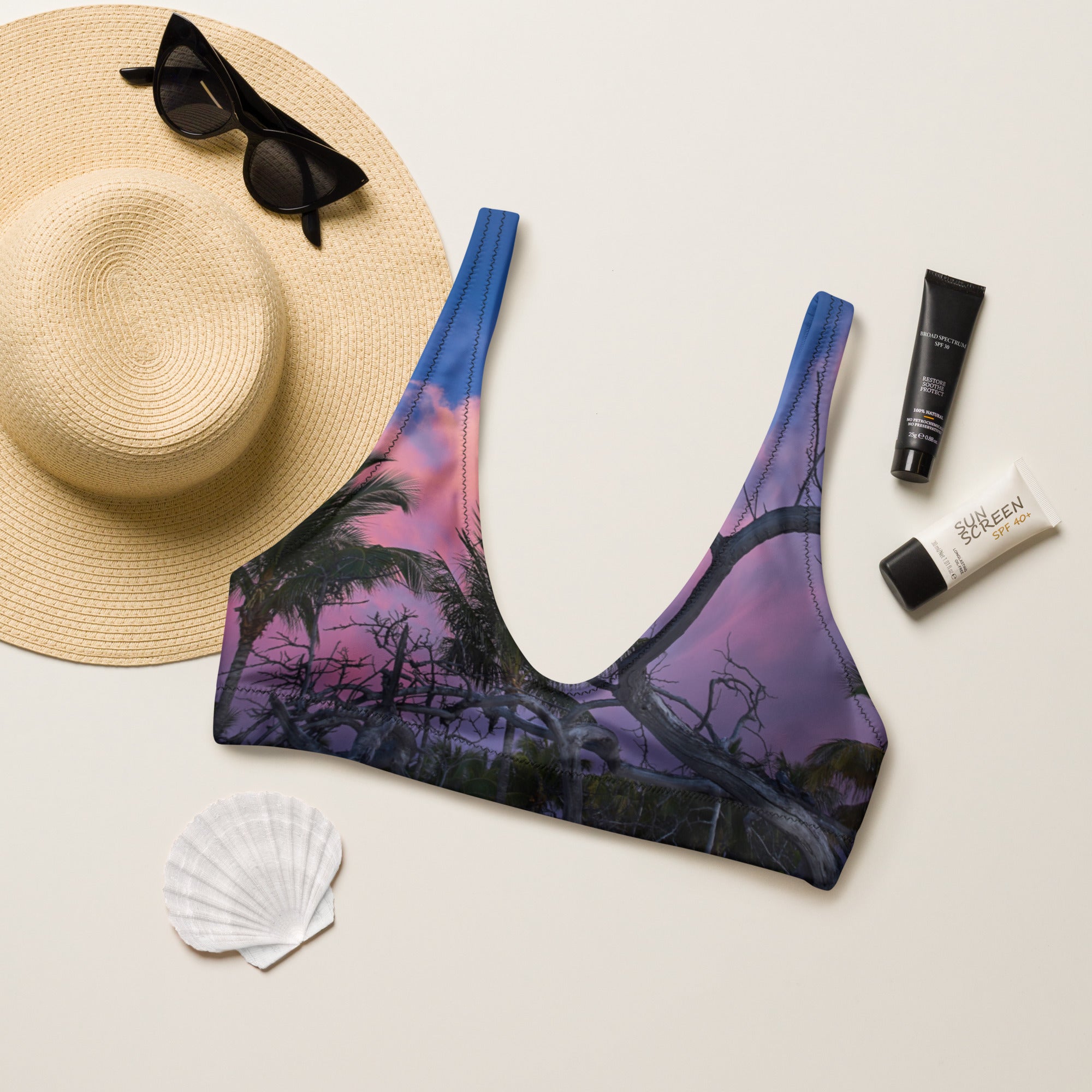 Recyceltes, gepolsterstes Bikini-Oberteil Pink Sundown - earlyfish