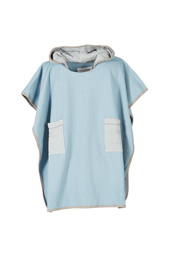 Kinderbadeponcho Blau mit Gürtel - earlyfish