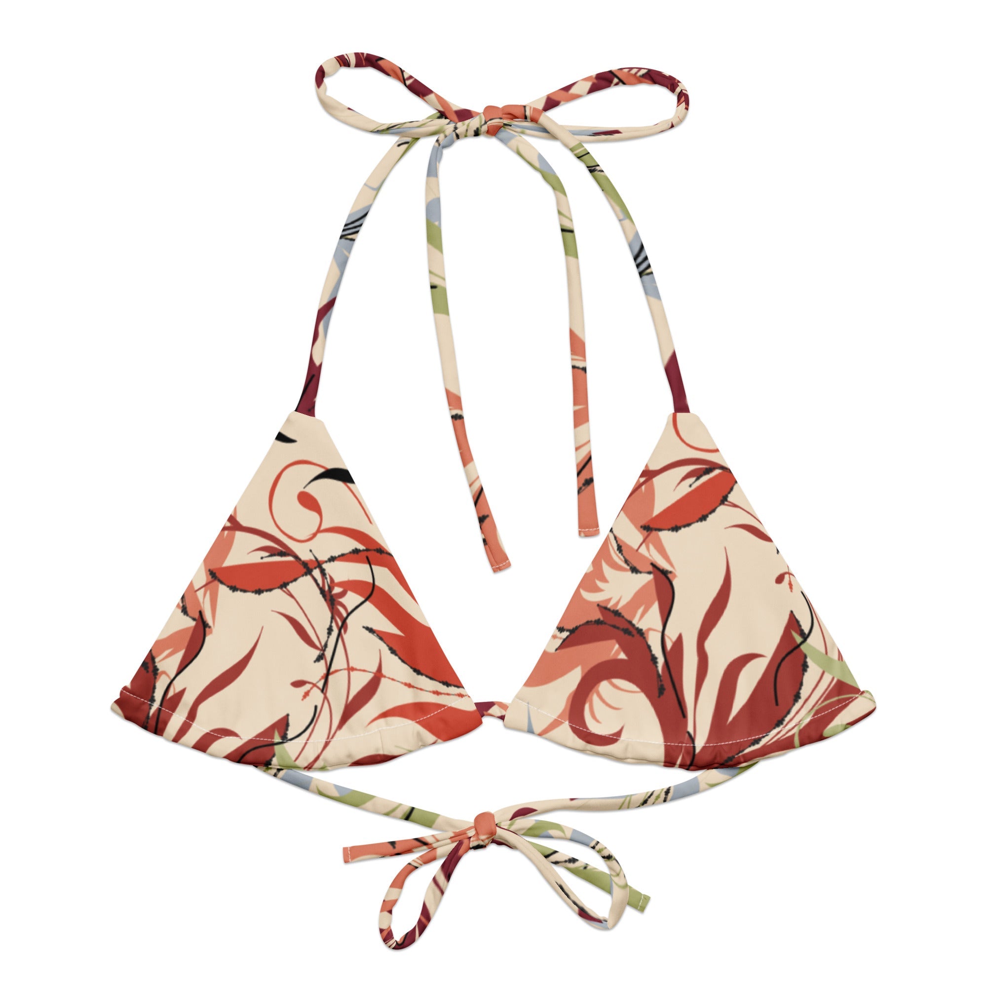 Recyceltes Schnürbikini Oberteil Floral - earlyfish