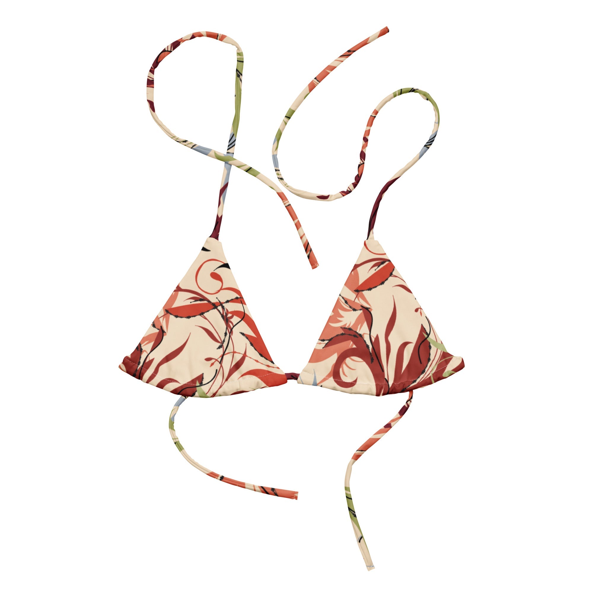 Recyceltes Schnürbikini Oberteil Floral - earlyfish