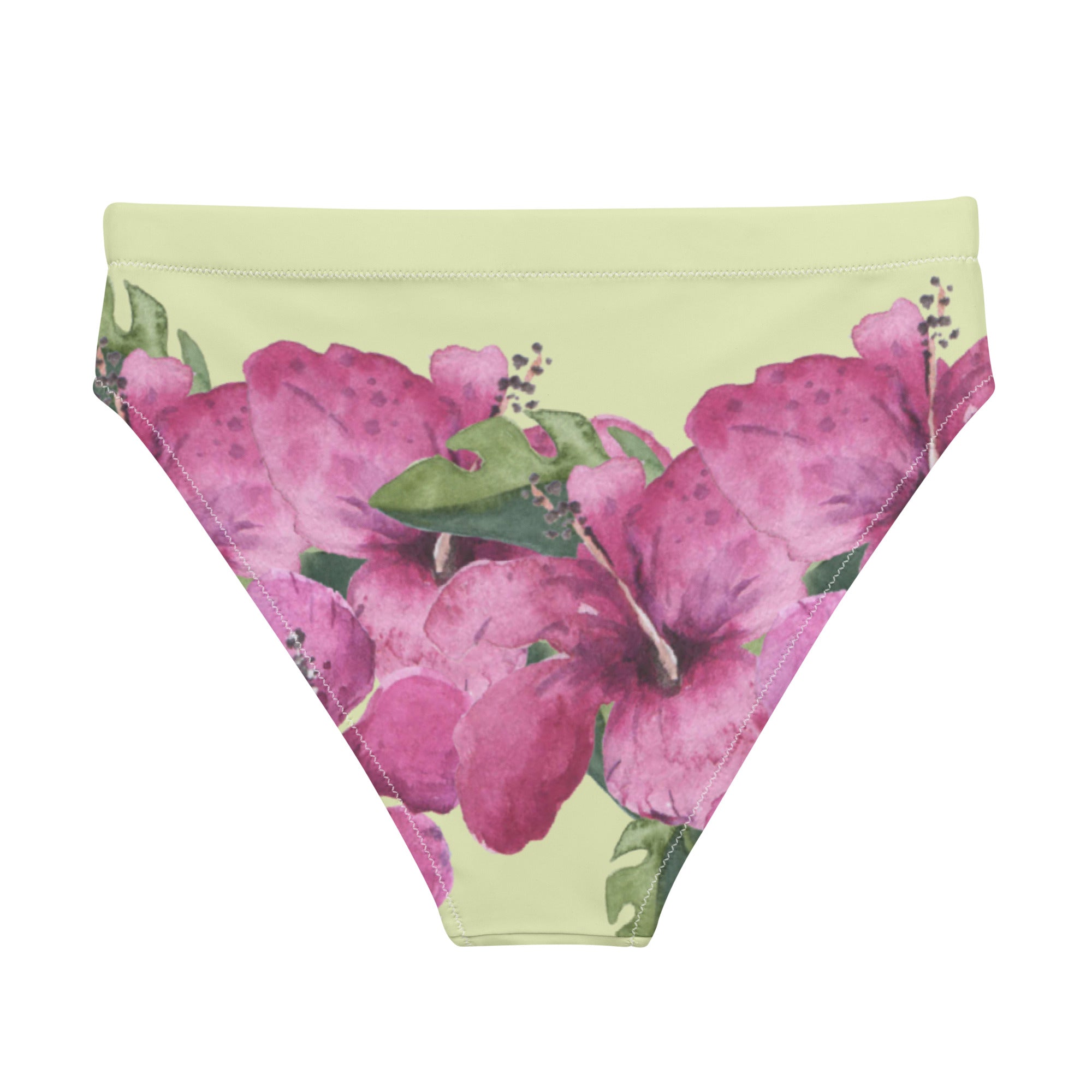 Recycelte High Waist Bikinihose Tropical Flower Pink/Grün - earlyfish