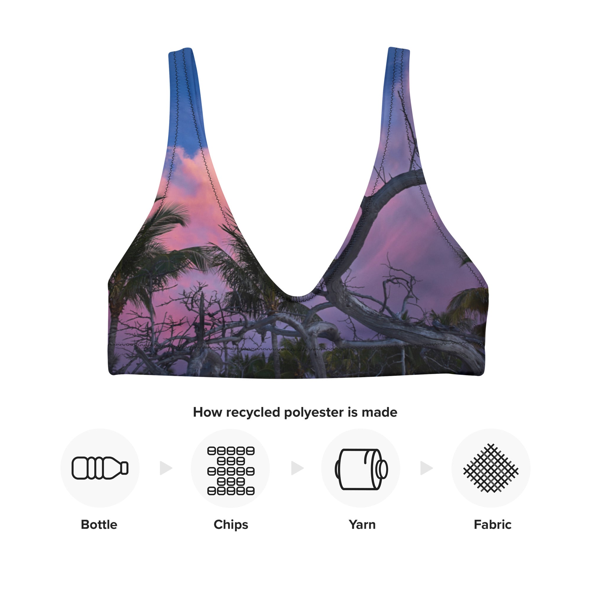 Recyceltes, gepolsterstes Bikini-Oberteil Pink Sundown - earlyfish